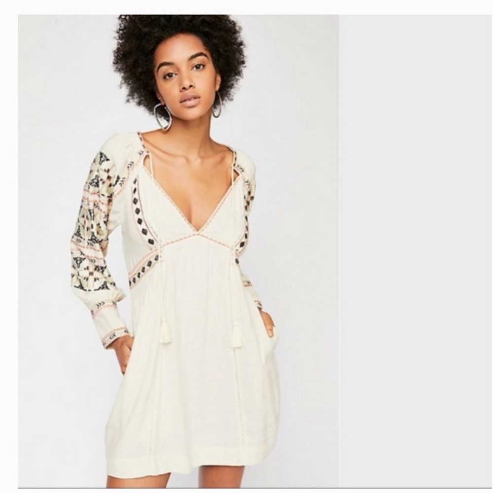 Free People All My Life Mini Dress in Ivory NWT Size Large